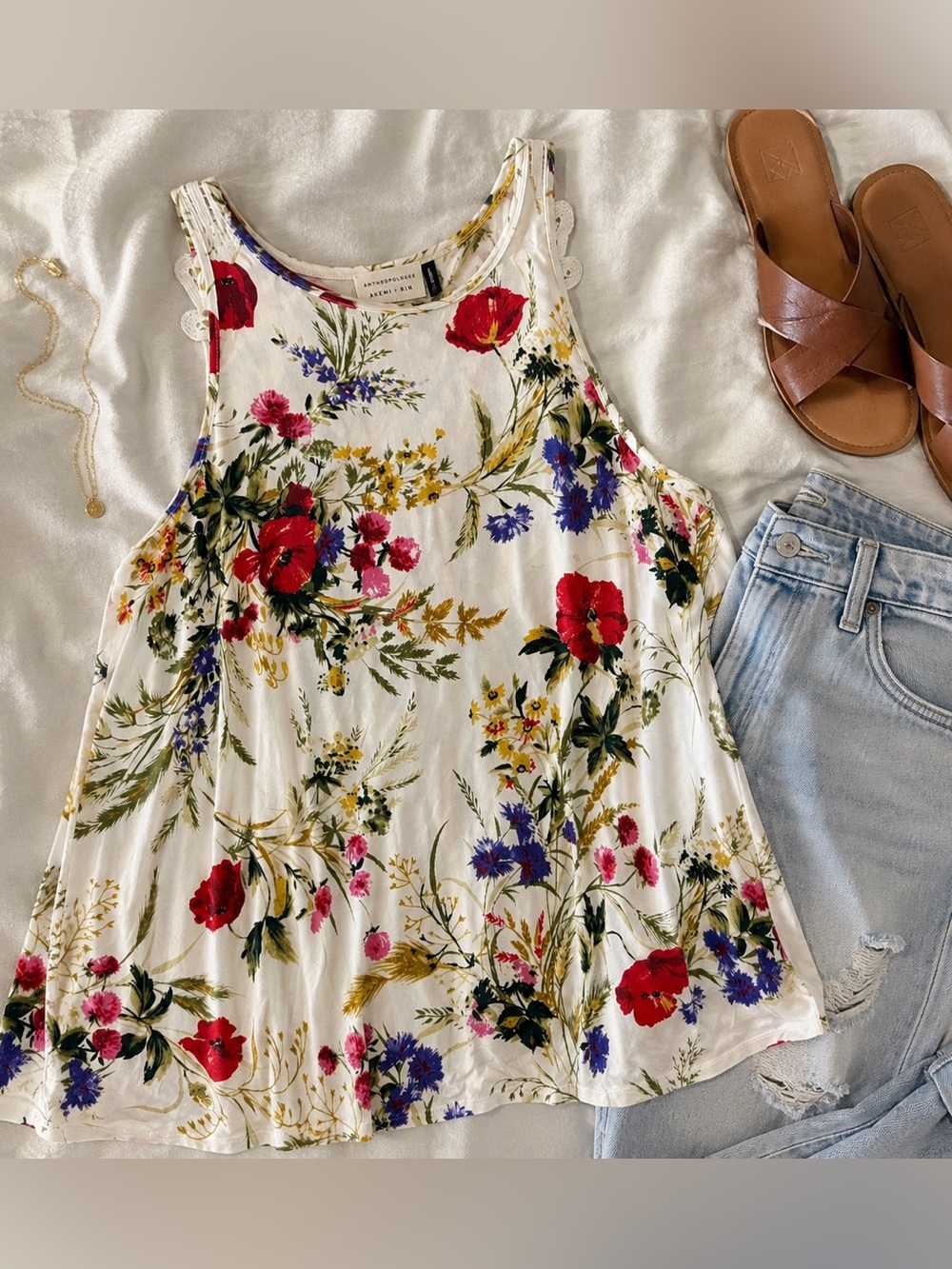 Anthropologie Akemi + Kin Floral Swing Tank Top M